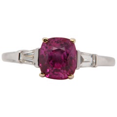GRS Certified 2.30 Carat Burmese No Heat Ruby and Diamond Ring
