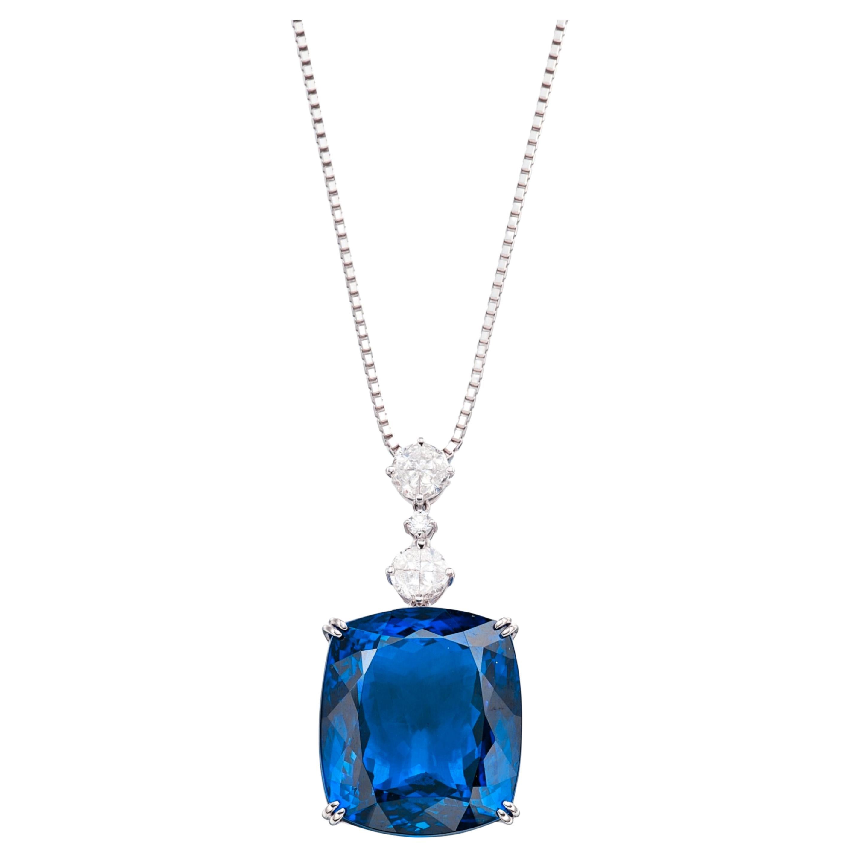 GRS Certified 24-Carat Burmese Unheated Sapphire Pendant in Platinum