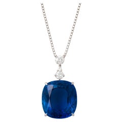 GRS Certified 24-Carat Burmese Unheated Sapphire Pendant in Platinum