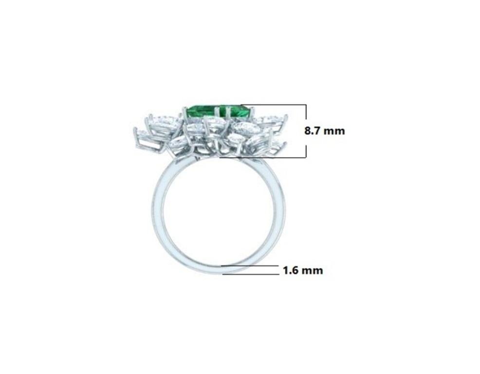 GRS Certified 2.40 Carat Insignificant Oil Vivid Zambian Emerald & Diamond Ring In New Condition For Sale In Bangkok, Bangkok