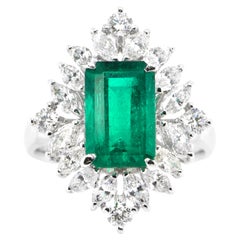 GRS Certified 2.42 Carat Colombian, Muzo Green Emerald Ring Set in Platinum