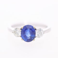 GRS Certificado 2,47 Quilates Sin Calor Zafiro Azul Real Diamante 18K Anillo Art Decó