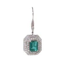 GRS Certified 2.48 Carat No Oil Columbian Emerald and Diamond Earrings