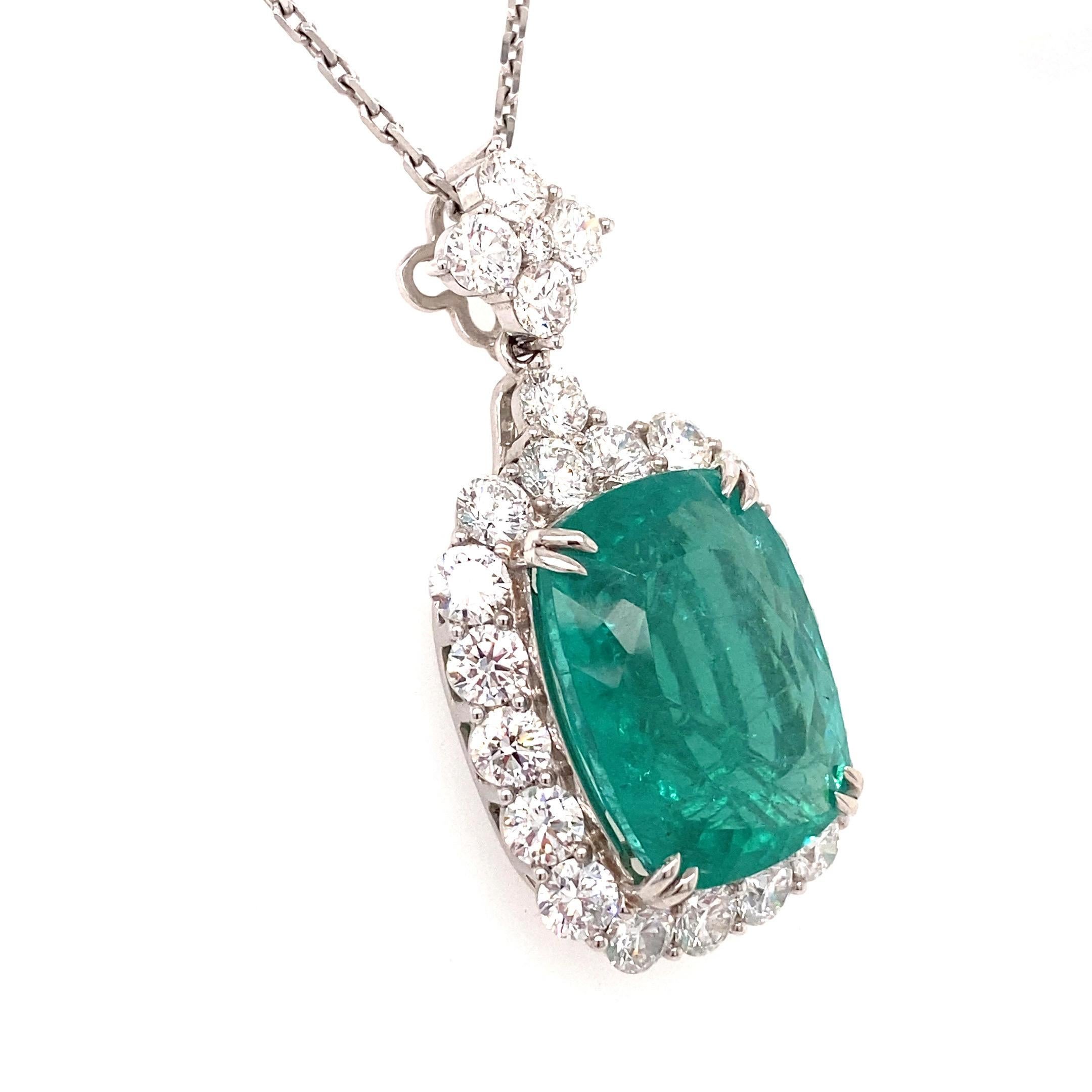 GRS-zertifizierter 24,81 Karat Paraiba-Turmalin-Diamant-Anhänger aus Weißgold mit Kissenschliff 6