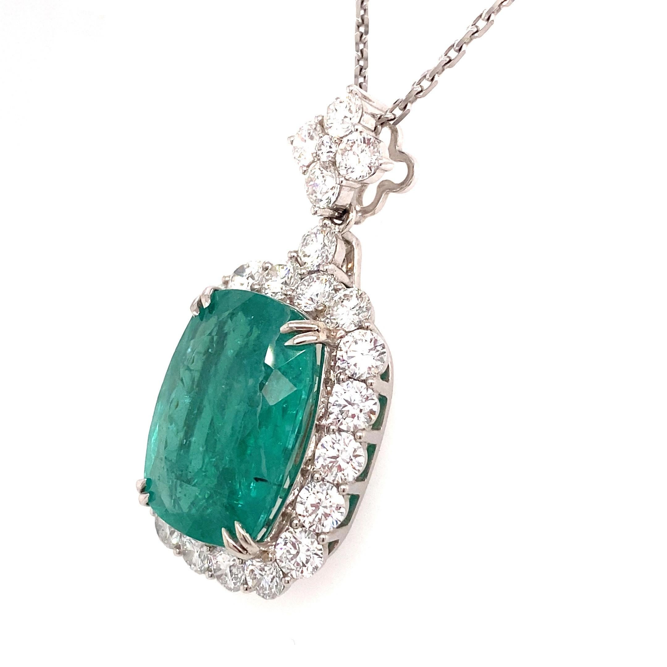 GRS-zertifizierter 24,81 Karat Paraiba-Turmalin-Diamant-Anhänger aus Weißgold mit Kissenschliff 7