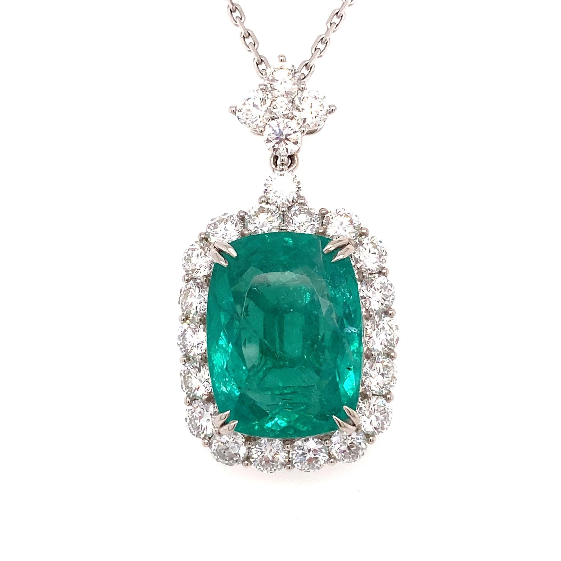 GRS-zertifizierter 24,81 Karat Paraiba-Turmalin-Diamant-Anhänger aus Weißgold mit Kissenschliff 8