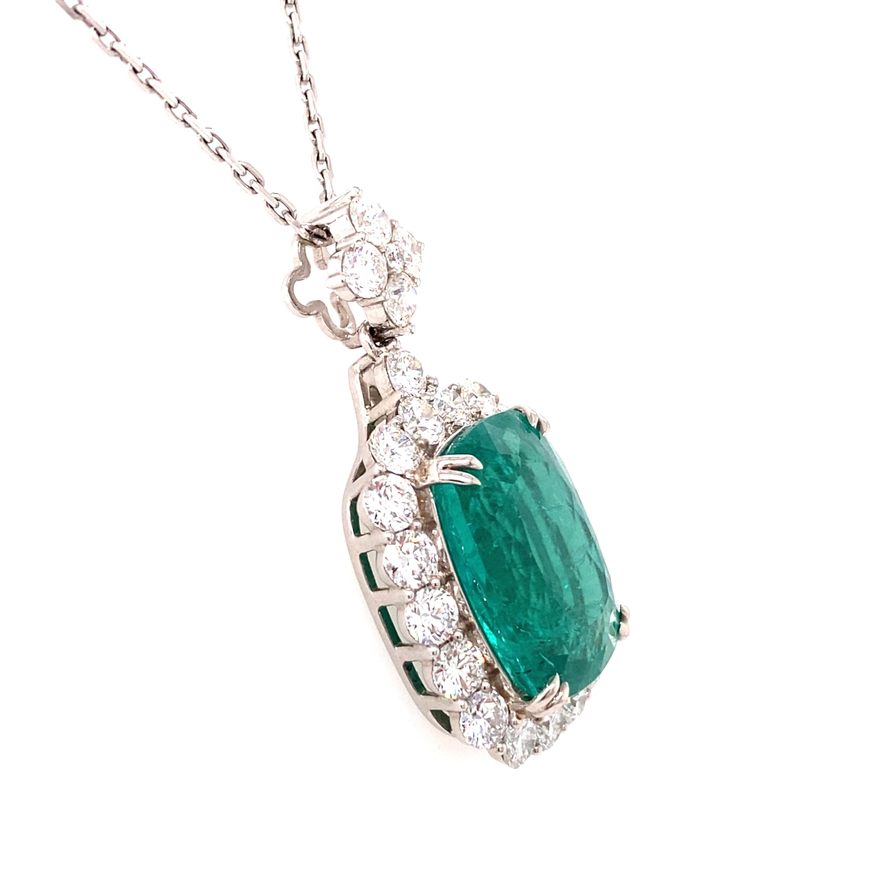GRS-zertifizierter 24,81 Karat Paraiba-Turmalin-Diamant-Anhänger aus Weißgold mit Kissenschliff im Zustand „Neu“ in Trumbull, CT