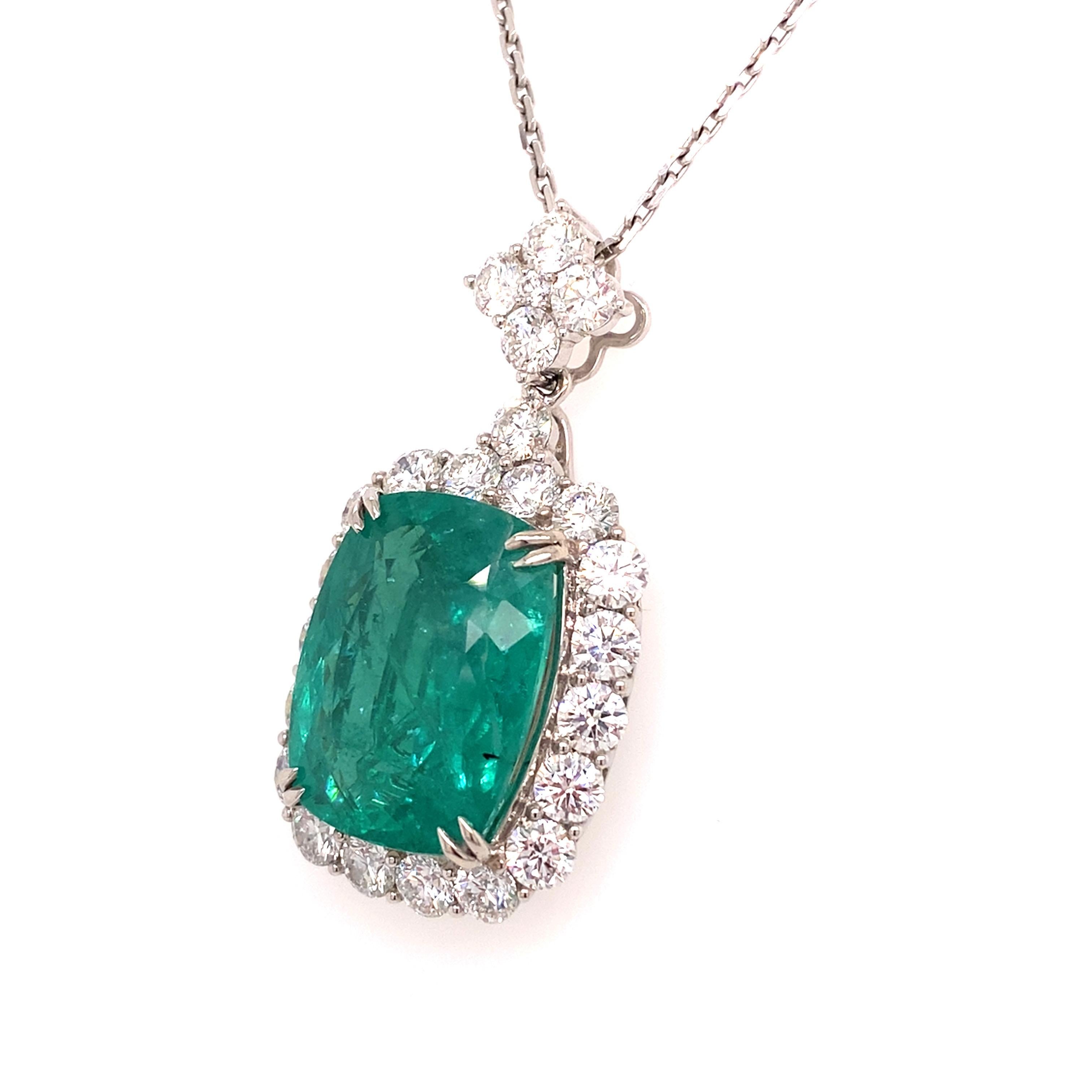 GRS-zertifizierter 24,81 Karat Paraiba-Turmalin-Diamant-Anhänger aus Weißgold mit Kissenschliff 1