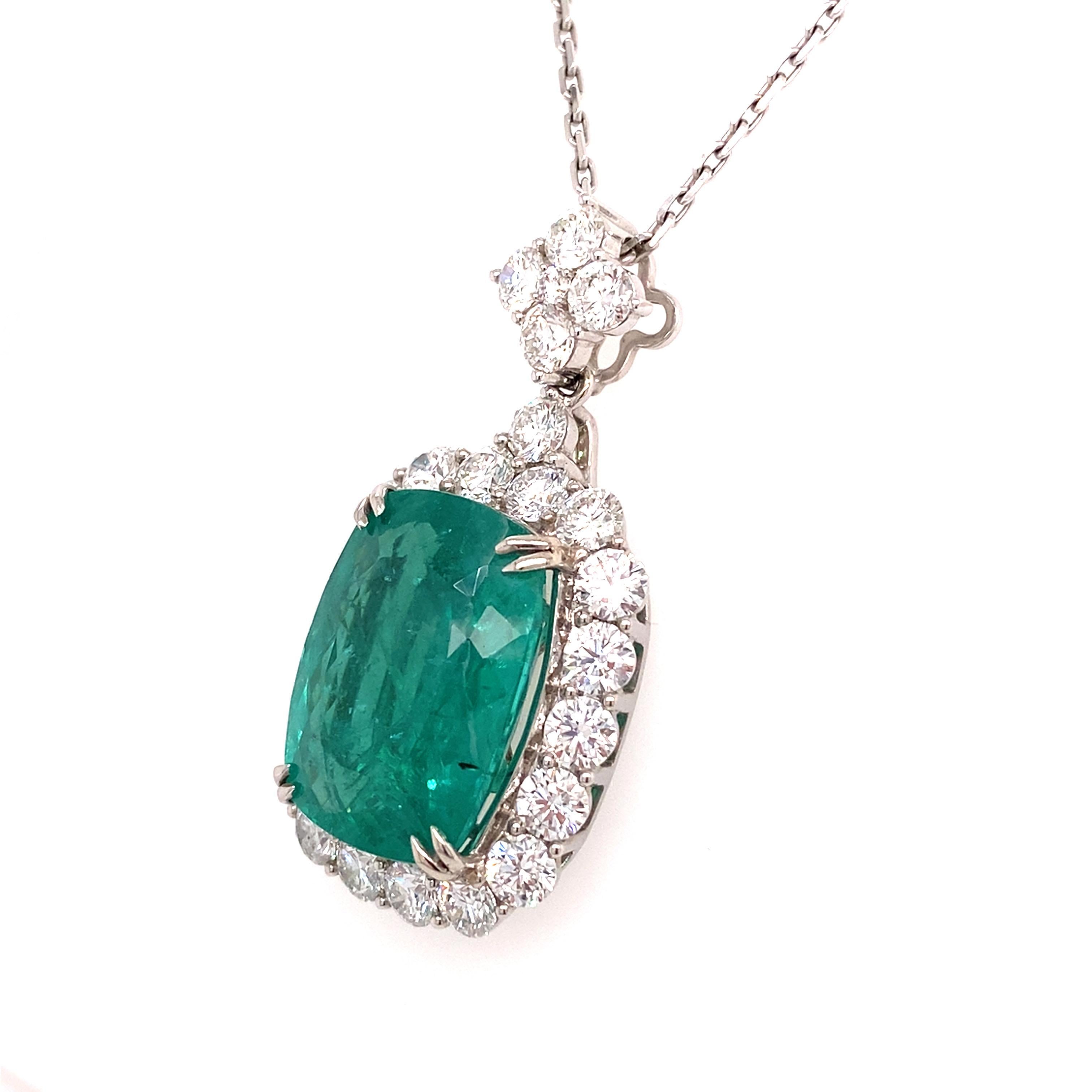 GRS-zertifizierter 24,81 Karat Paraiba-Turmalin-Diamant-Anhänger aus Weißgold mit Kissenschliff 2