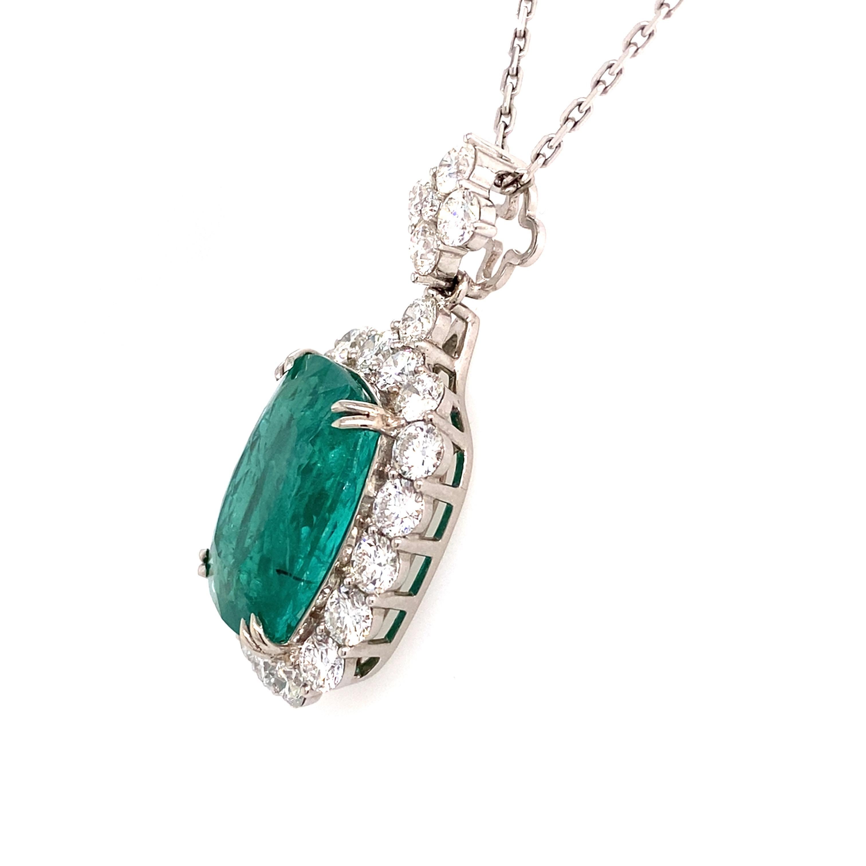 GRS-zertifizierter 24,81 Karat Paraiba-Turmalin-Diamant-Anhänger aus Weißgold mit Kissenschliff 3
