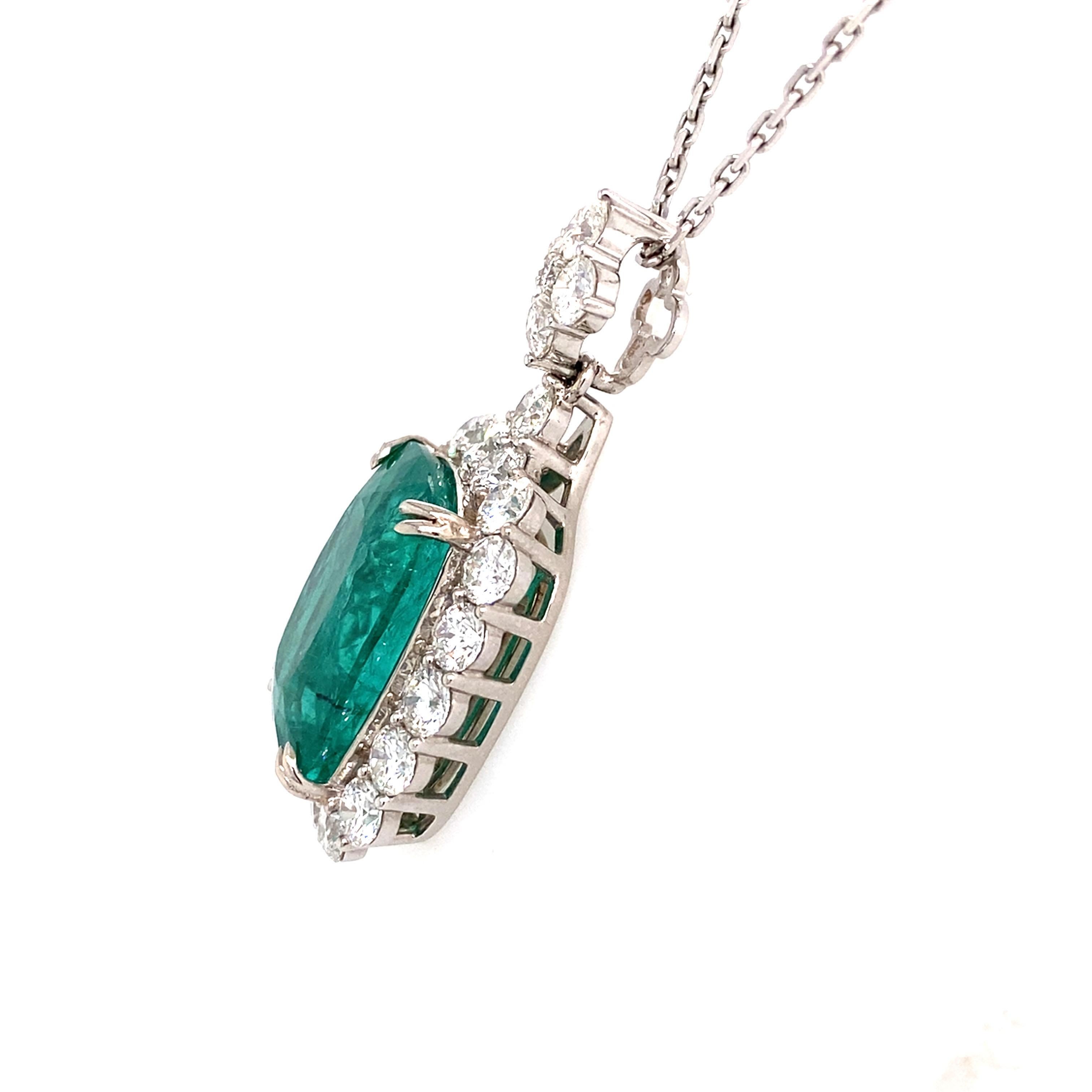 GRS-zertifizierter 24,81 Karat Paraiba-Turmalin-Diamant-Anhänger aus Weißgold mit Kissenschliff 4