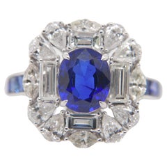 GRS Certified 2.49 Carat Burmese Blue Sapphire No Heat Royal Blue Ring in Gold