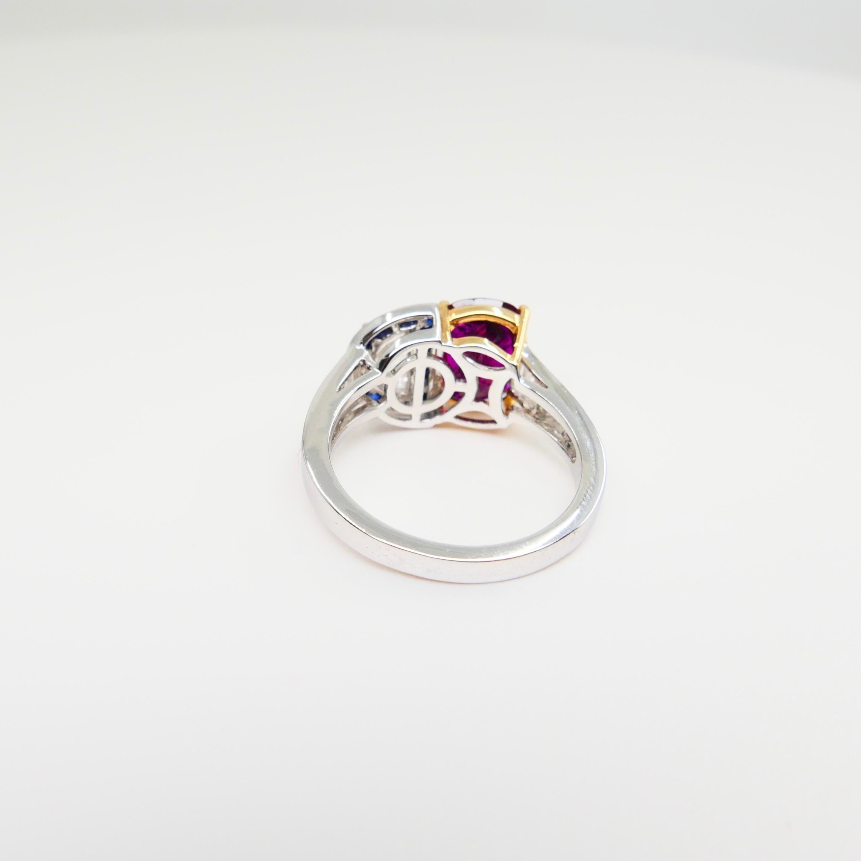 GRS Certified 2.4cts Burma No Heat Pigeon's Blood Red Ruby and Diamond Ring 6