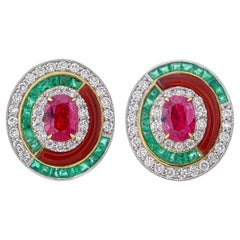 GRS Certified 2.50 Carat Burmese Pigeon Blood No Heat Ruby and Diamond Earrings