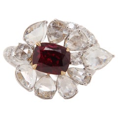 GRS Certified 2.52 Carat 'Pigeon Blood' Ruby and Diamond Ring in 18 Karat Gold