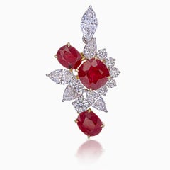 GRS Certified 2.63 Carat Pigeon Blood Ruby and Diamond Pendant