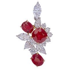 GRS Certified 2.63 Carat Pigeon Blood Ruby and Diamond Pendant