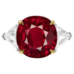 Bague en rubis rouge profond ovale couleur sang de pigeon de 2,72 carats certifié GRS