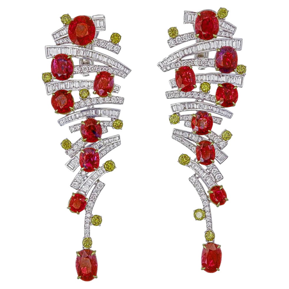 Orecchini con diamanti e sangue di piccione di Birmania da 2,92 carati certificati GRS in oro 18 carati