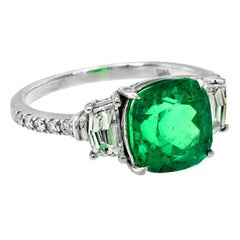 GRS Certified 2.93 Carat Colombian Emerald Diamond Engagement Ring
