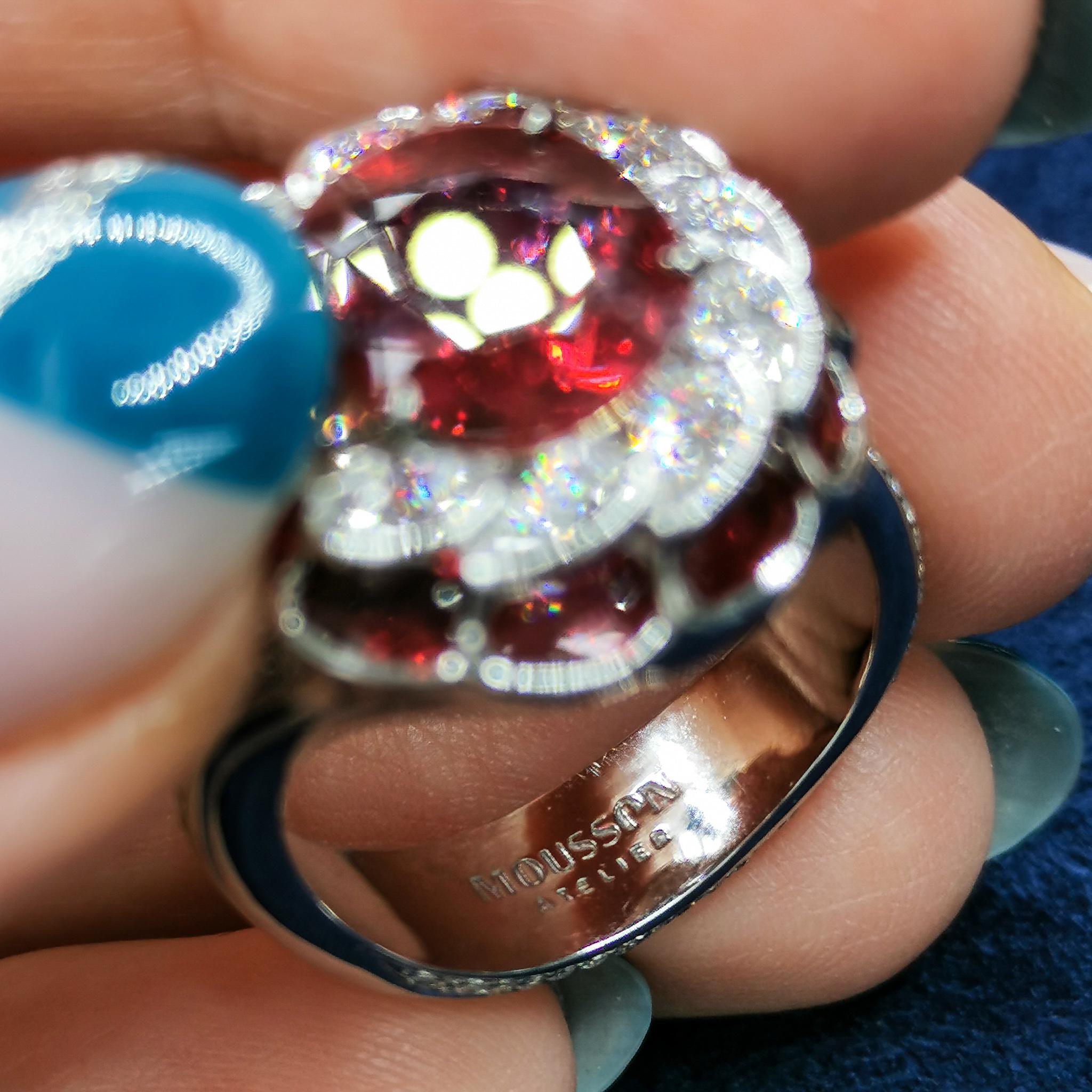 GRS Certified 2.98 Carat Ruby Diamond 18 Karat White Gold Ring For Sale 1