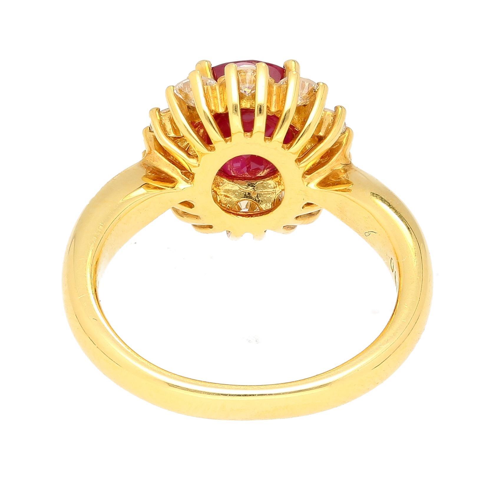 GRS Certified 2.99 Oval Cut Burma Ruby & Diamond Halo Ring In New Condition For Sale In Miami, FL