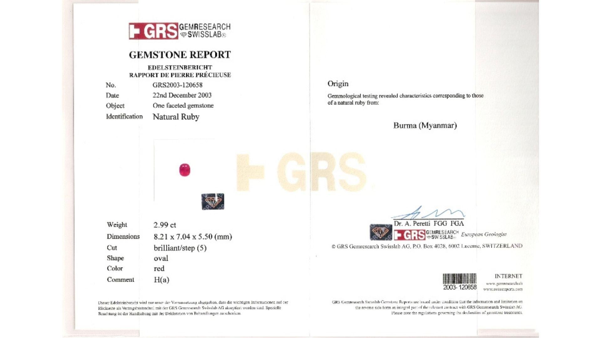 Women's GRS Certified 2.99 Oval Cut Burma Ruby & Diamond Halo Ring For Sale