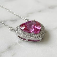 GRS Certified 3 Carat Natural UNTREATED Pink Sapphire Heart Diamond Pendant