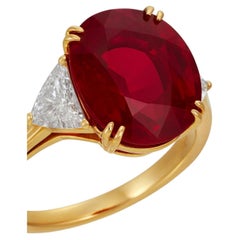 GRS zertifiziert 3 Karat Oval VIVID Rote Rubin Ring 18k Gelbgold