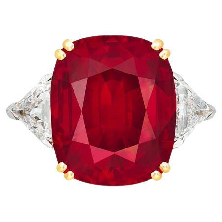 GRS zertifiziert 3 Karat Oval VIVID Rote Rubin Ring 18k Gelbgold