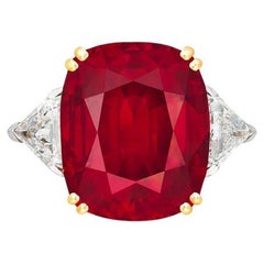 GRS zertifiziert 3 Karat Oval VIVID Rote Rubin Ring 18k Gelbgold