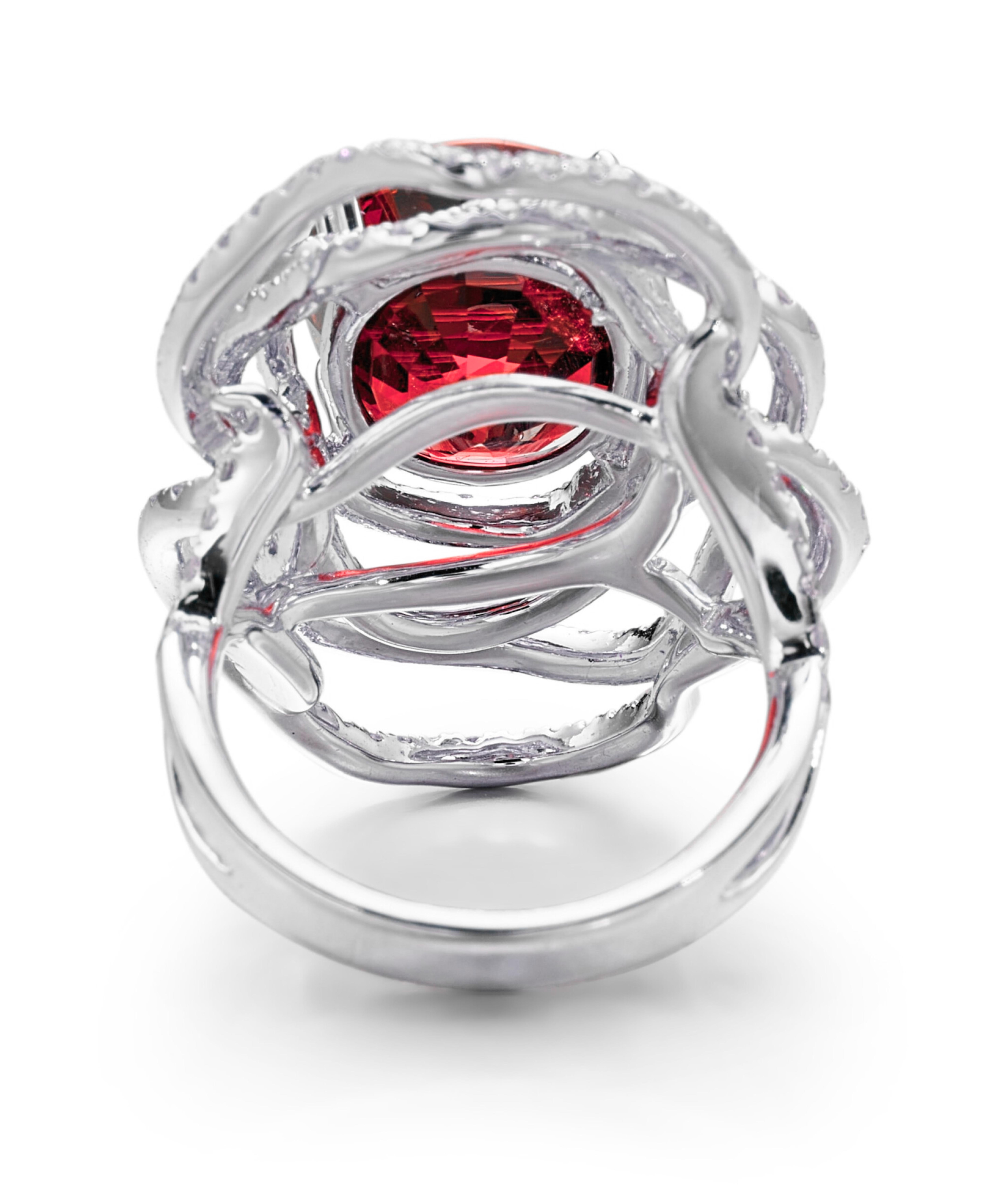 Exquisite platinum ring featuring an oval unheated ruby weighing approximately 3.00 carats, elegantly decorated with brilliant-cut diamonds totaling approximately 1.00 carat. Size 7. Accompanied by a GRS gemmological report. A timeless expression of