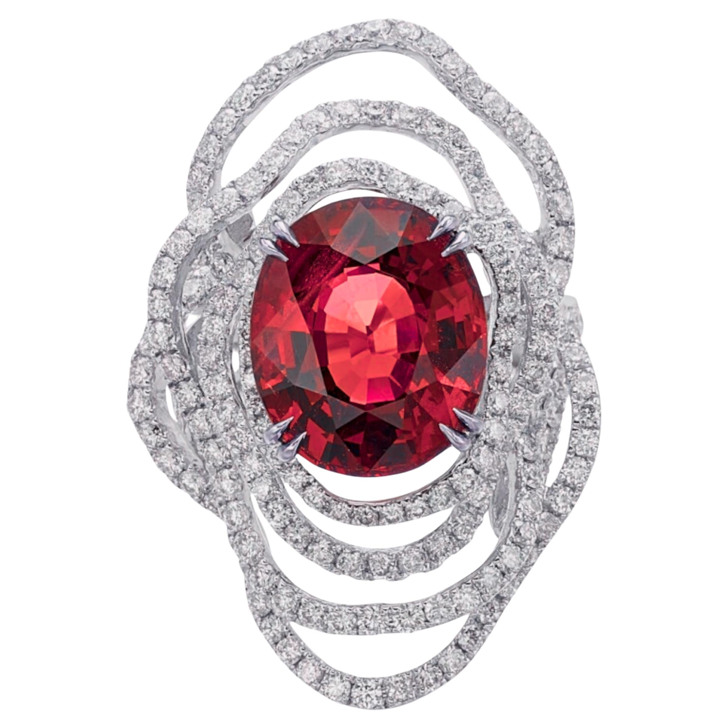 GRS Certified 3 Carat UNHEATED RUBY Diamond Cocktail Ring For Sale
