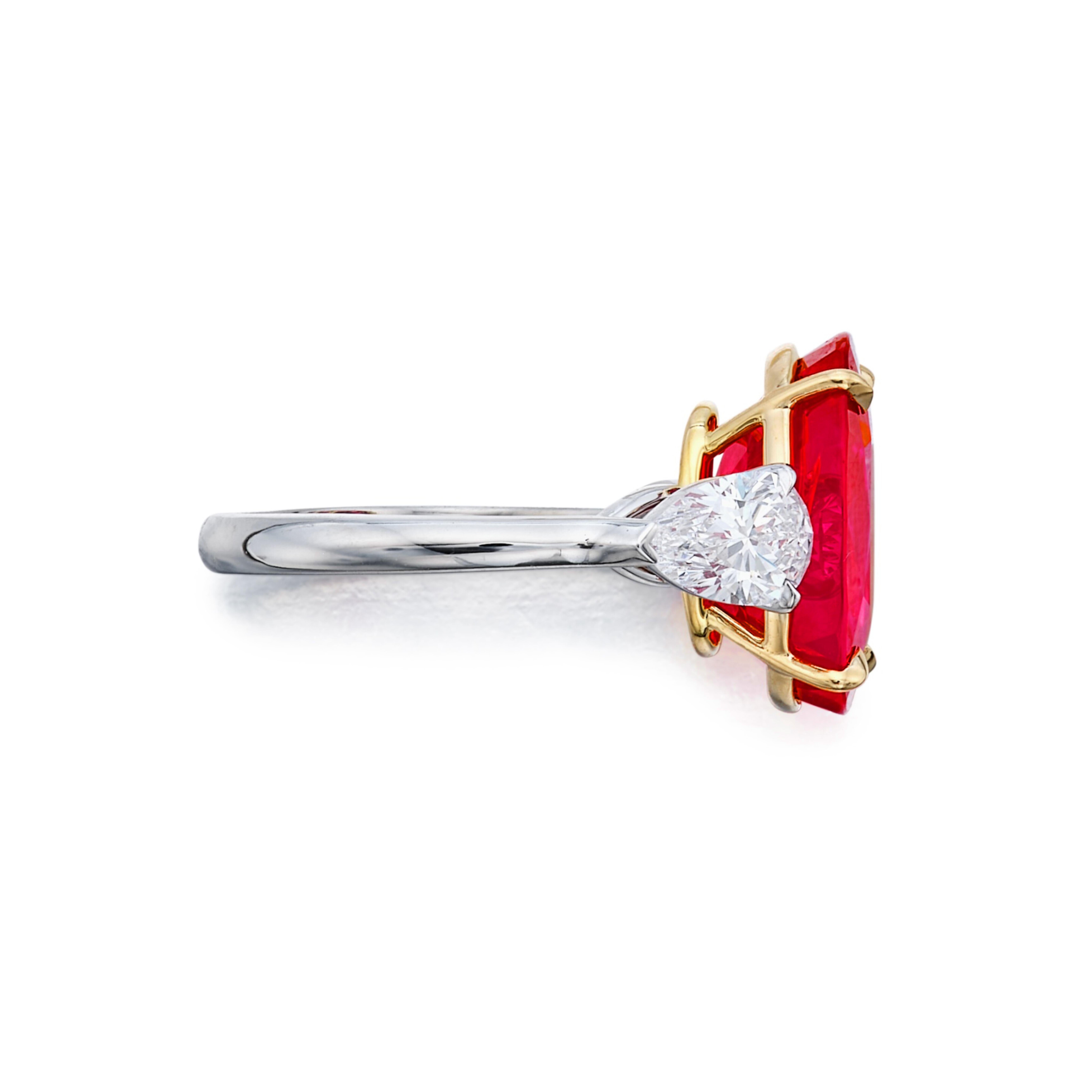 Certificado GRS 3 quilates  Anillo de rubí rojo vivo NO HEAT Moderno en venta