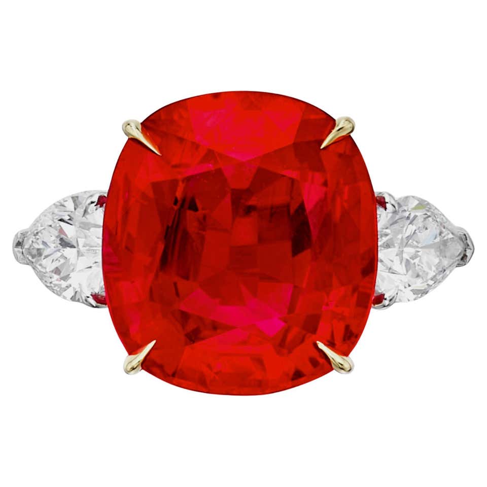 GRS Certified 4 Carat Red Ruby Diamond Ring For Sale at 1stDibs