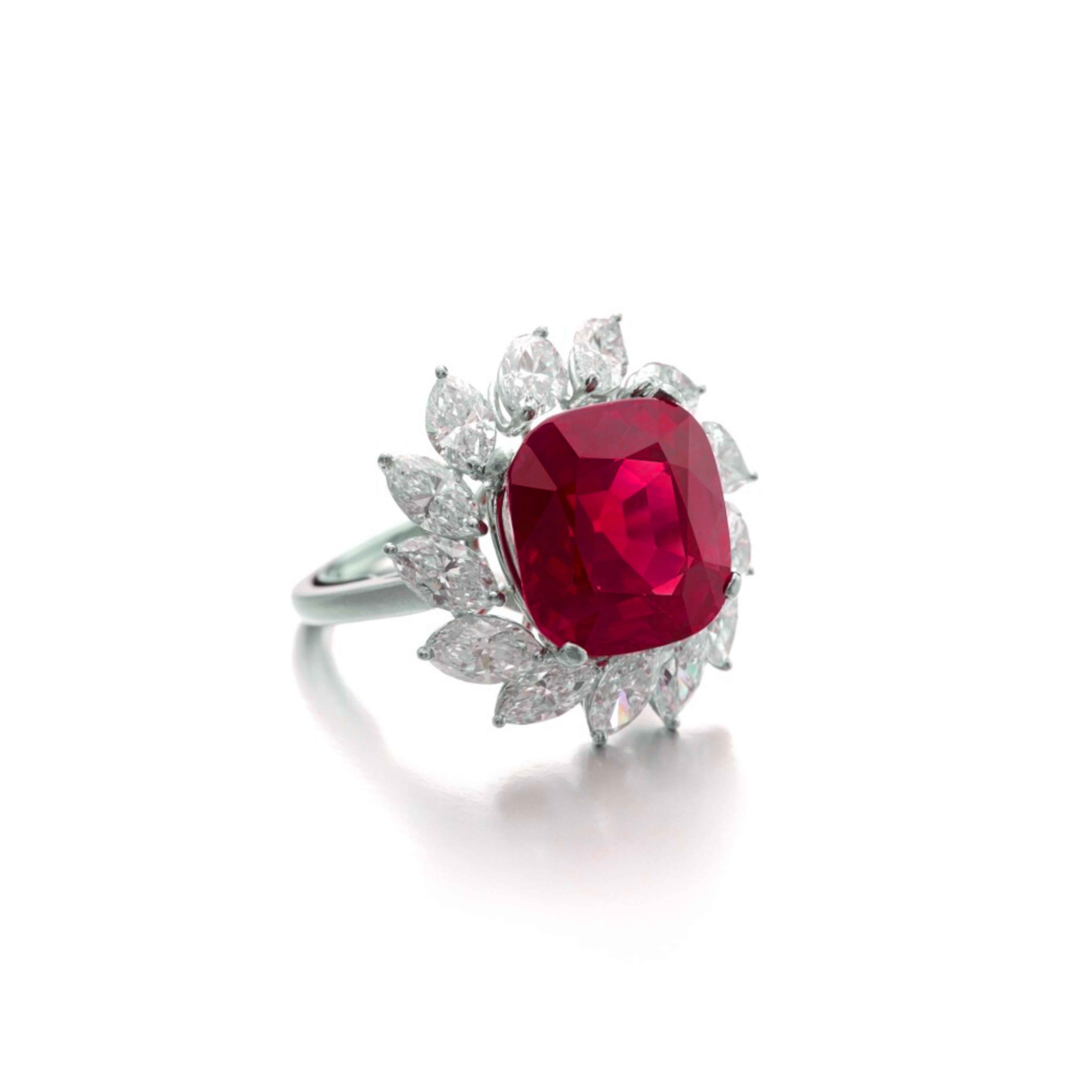 Certificado GRS 3 ct. VIVID RED Anillo de platino con diamante rubí no tratado en Nuevo estado para la venta en Chicago, IL