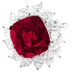 GRS Certified 3 Ct. VIVID RED Untreated Ruby Diamond Platinum Ring
