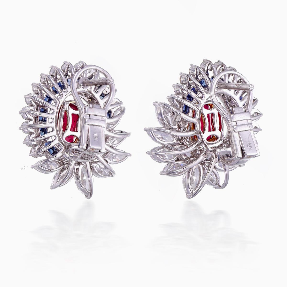 GRS Certified 3.00 Carat Burmese No Heat Pigeon Blood Ruby and Diamond Earrings In New Condition For Sale In Bangkok, TH