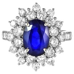 GRS Certified 3.00 Carat Natural Royal Blue Sapphire Ring Made in Platinum