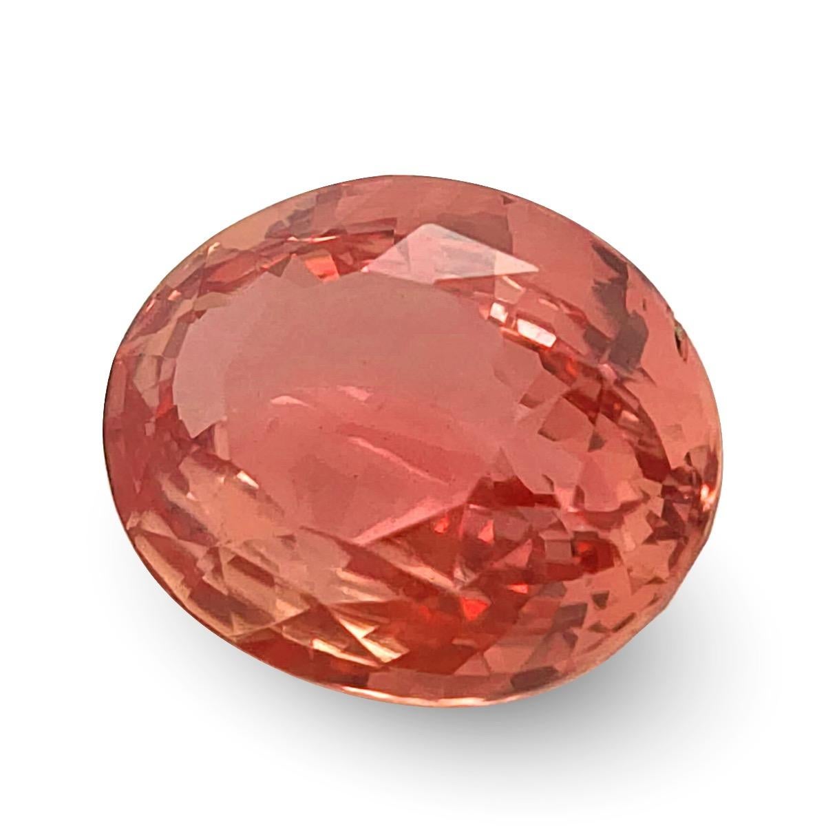 GRS-zertifizierter 3.01 Karat natürlicher unerhitzter Padparadscha-Saphir (Brillantschliff) im Angebot