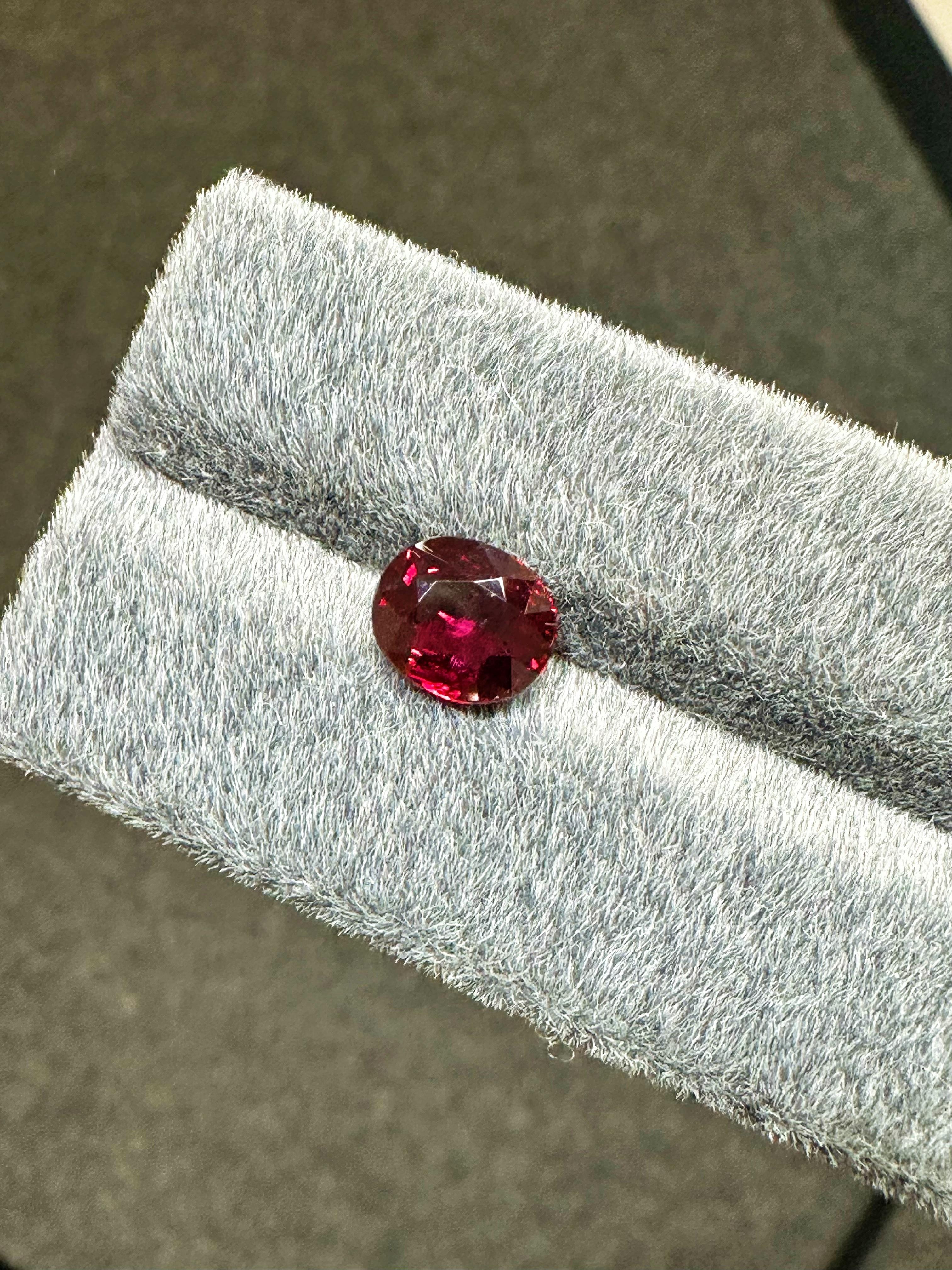 Women's or Men's GRS Certified 3.01 Carat Natural Unheated Ruby Loose Stone in Pigeon Blood For Sale