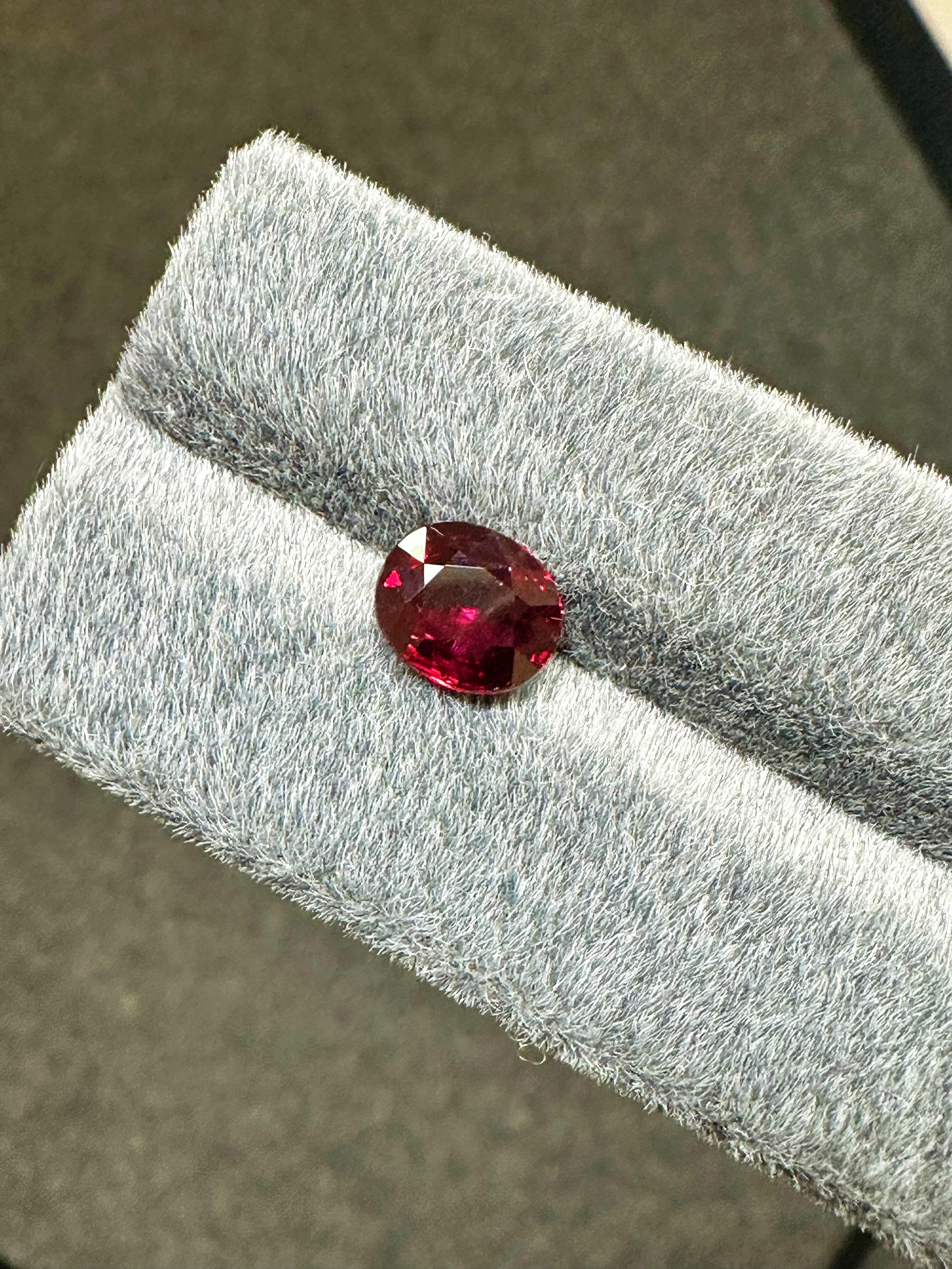 Women's or Men's GRS Certified 3.01 Carat Natural Unheated Ruby Loose Stone in Pigeon Blood For Sale