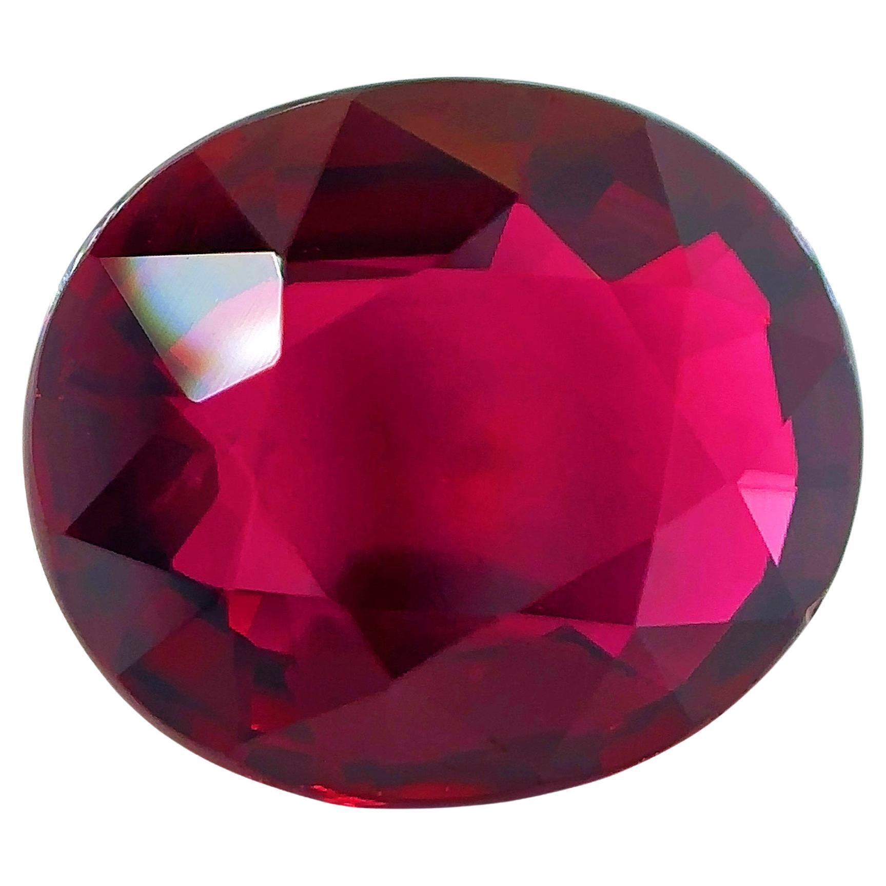 GRS Certified 3.01 Carat Natural Unheated Ruby Loose Stone in Pigeon Blood For Sale