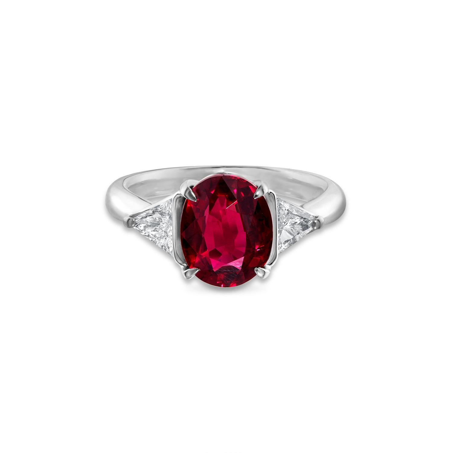 GRS Certified 3.02 Carat Pigeon Blood Ruby Ring with Diamonds