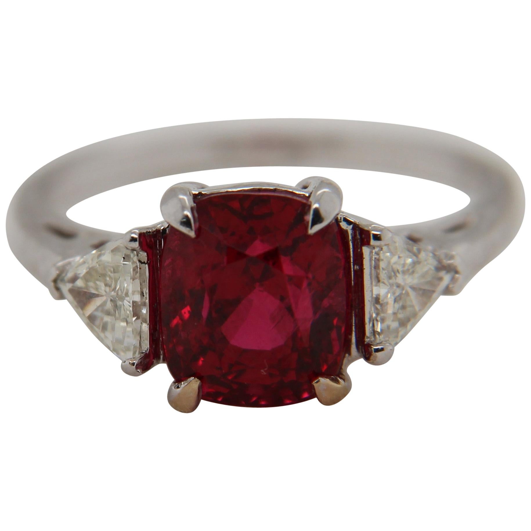 GRS Certified 3.04 Carat Burmese Spinel and Diamond Ring
