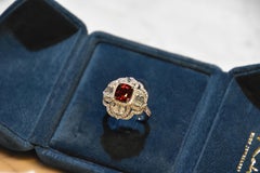 GRS Certified 3.11 Carat Unheated Madagascar Ruby Diamond Ring