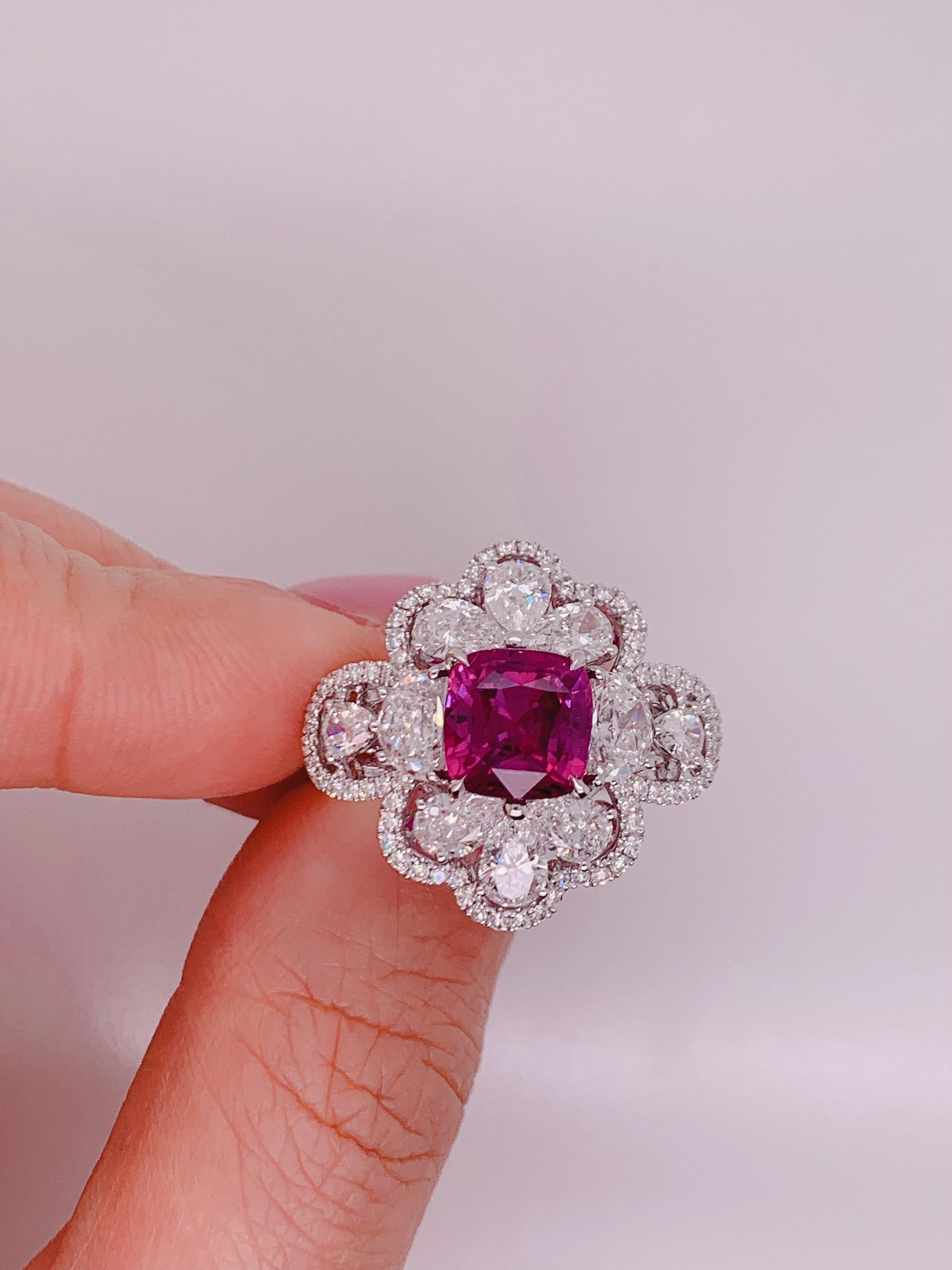 KAHN GRS Certified 3.11 Carat Unheated Pink Sapphire Ring For Sale 1