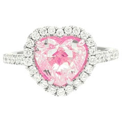 GRS-zertifizierter 3.14 Karat  Ausgefallener lila pinker Diamantring mit Herzschliff