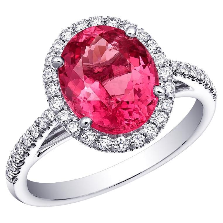 GRS Certified Natural Spinel 3.18 Carats in Platinum Ring with Diamonds For Sale