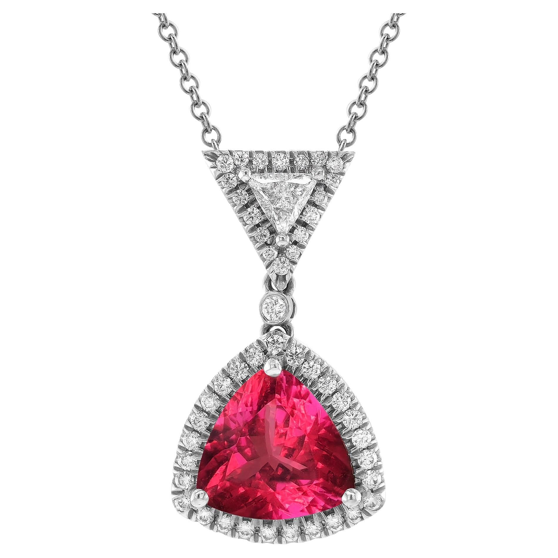 Natural Spinel Stone 3.19 cts in 18KWG Pendant w Dia & 14KWG Chain / GRS Report
